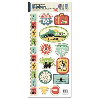 WeR Memory Keepers - Travel Light - Embossed Sticker  (sold in 3's)