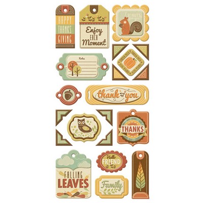 WeR Memory Keepers - Autumn Spendour - Layered Chipboard Tags  (sold in 3's)