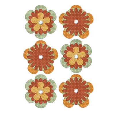 WeR Memory Keepers - Autumn Spendour - Printed Flower & Brad Pack  (sold in 3's)