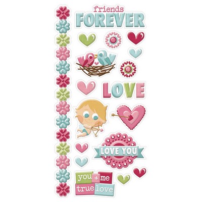 WeR Memory Keepers - Love Struck - Embossed Sticker  (sold in 3's)