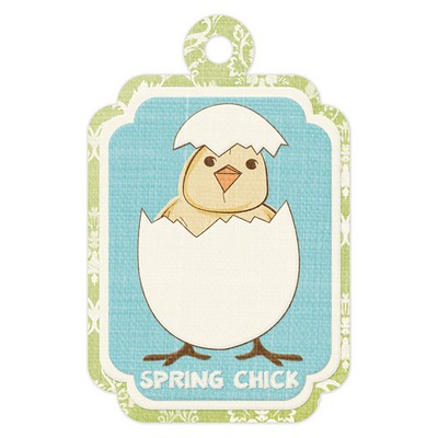 WeR Memory Keepers - Cotton Tail - Embossed Tags - Spring Chick  (sold in 5's)