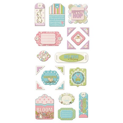 WeR Memory Keepers - Cotton Tail - Layered Chipboard Tags  (sold in 3's)