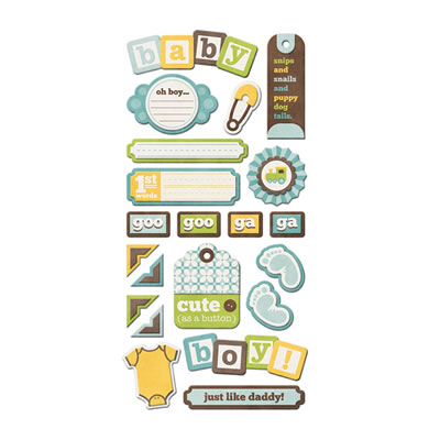 WeR Memory Keepers - Baby Mine - Layered Chipboard Tags - Boy  (sold in 3's)