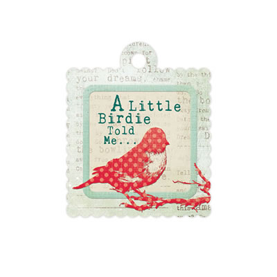 WeR Memory Keepers - Anthologie - Embossed Tag - Little Birdy  (sold in 5's)