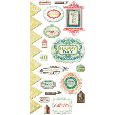 WeR Memory Keepers - Anthologie - Embossed Stickers  (sold in 3's)