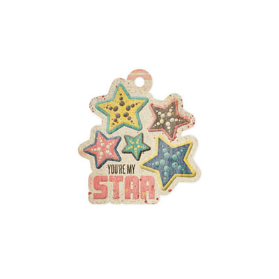 WeR Memory Keepers - Down the Boardwalk - Embossed Tag - Star  (sold in 5's)