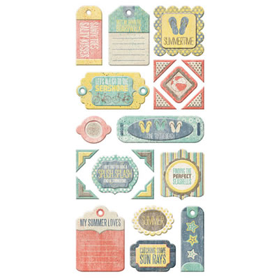 WeR Memory Keepers - Down the Boardwalk - Layered Chipboard Tags  (sold in 3's)