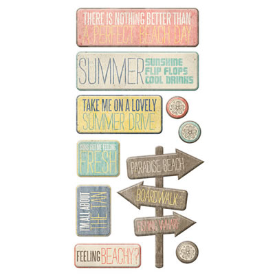 WeR Memory Keepers - Down the Boardwalk - Layered Chipboard Words  (sold in 3's)