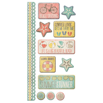 WeR Memory Keepers - Down the Boardwalk - Layered Chipboard Words  (sold in 3's)