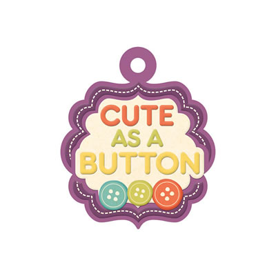 WeR Memory Keepers - Love to Craft - Embossed Tags - Cute as a Button  (sold in 5's)