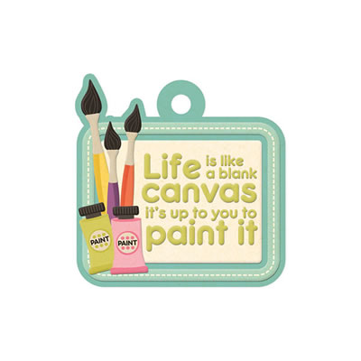 WeR Memory Keepers - Love to Craft - Embossed Tags - Life is a Canvas  (sold in 5's)