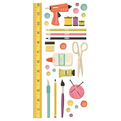 WeR Memory Keepers - Love to Craft - Embossed Stickers  (sold in 3's)