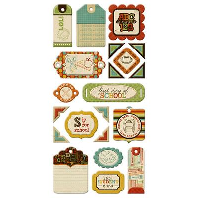 WeR Memory Keepers - Hall Pass - Layered Chipboard Tags  (sold in 3's)