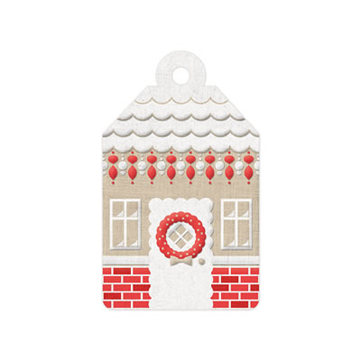 WeR Memory Keepers - Yuletide - Embossed Tags - Gingerbread House  (sold in 12's)
