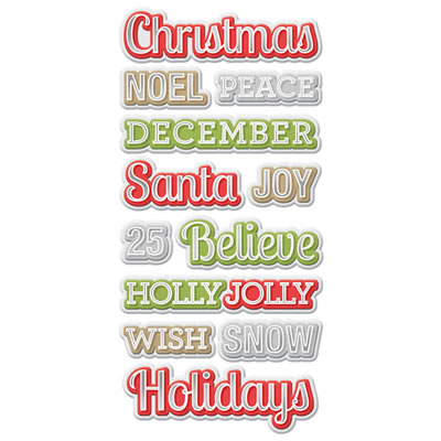 WeR Memory Keepers - Yuletide - Layered Chipboard Words  (sold in 3's)