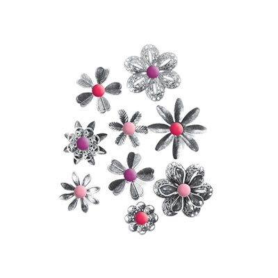 WeR Memory Keepers - Crazy for You - Metal Flowers  (sold in 3's)
