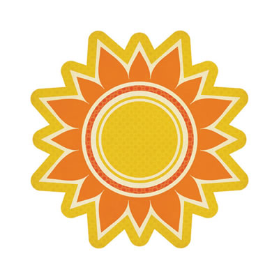 WeR Memory Keepers - 72 & Sunny - Sunburst 12x12 die cut paper  (pack of 5)