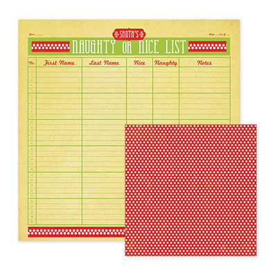 WeR Memory Keepers - White Christmas - Naughty or Nice 12x12 d/sided paper  (pack of 10)