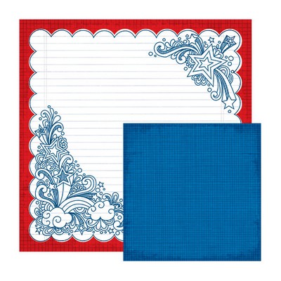 WeR Memory Keepers - Yankee Doodles - Corner Doodle 12x12 d/sided paper  (pack of 10)