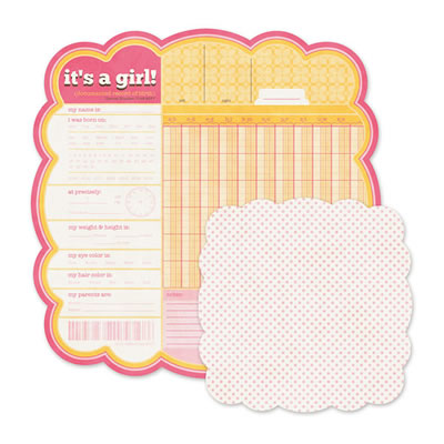 WeR Memory Keepers - Baby Mine - It's a Girl 12x12 die cut paper  (pack of 5)