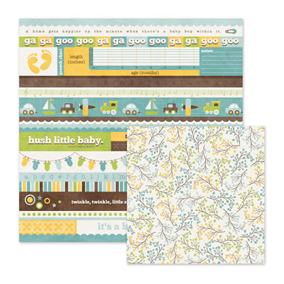 WeR Memory Keepers - Baby Mine - Snips & Snails 12x12 d/sided paper  (pack of 10)