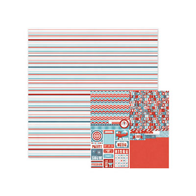 WeR Memory Keepers - Red White Blue - Freedom Stripes 12x12 d/sided paper  (pack of 10)