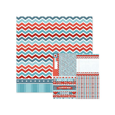 WeR Memory Keepers - Red White Blue - Patriot 12x12 d/sided paper  (pack of 10)