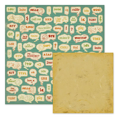 WeR Memory Keepers - Hall Pass - Texting 12x12 d/sided paper  (pack of 10)