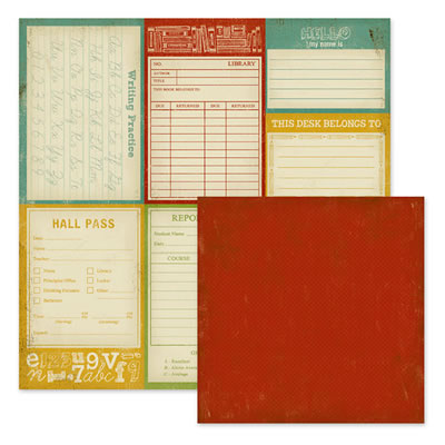 WeR Memory Keepers - Hall Pass - Classroom 12x12 d/sided paper  (pack of 10)