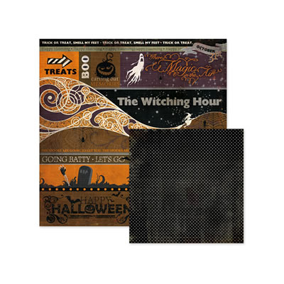WeR Memory Keepers - Black Widow - Bits & Bats 12x12 d/sided paper  (pack of 10)