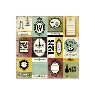 WeR Memory Keepers - Antique Chic - Genevieve - glitter paper  (pack of 5)