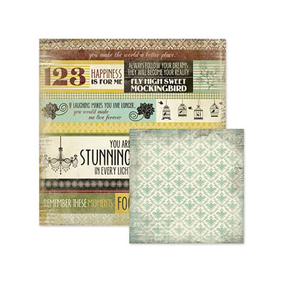 WeR Memory Keepers - Antique Chic - Lucille 12x12 d/sided paper  (pack of 10)