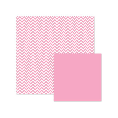 Basics - Pink Chevron 12x12 d/sided paper  (pack of 12)