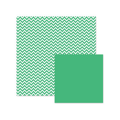 Basics - Green Chevron 12x12 d/sided paper  (pack of 12)