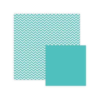 Basics - Blue Chevron 12x12 d/sided paper  (pack of 12)