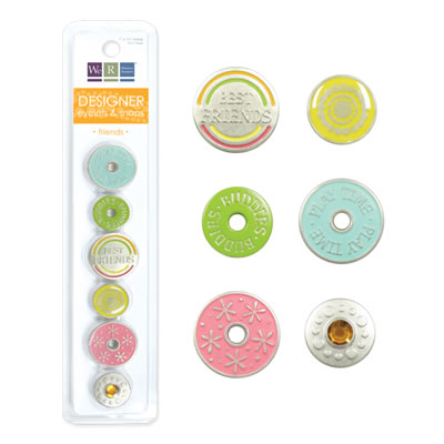 WeR Memory Keepers - Designer Eyelets & Snaps - Friends  (sold in 3's)
