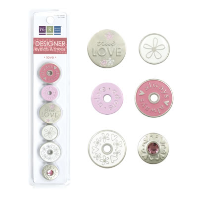 WeR Memory Keepers - Designer Eyelets & Snaps - Love  (sold in 3's)
