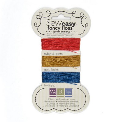 WeR Memory Keepers - Sew Easy Floss - Glitter Floss Primary  (sold in 3's)