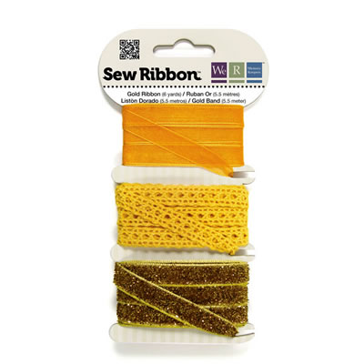 WeR Memory Keepers - Sew Ribbon - Gold  (sold in 3's)