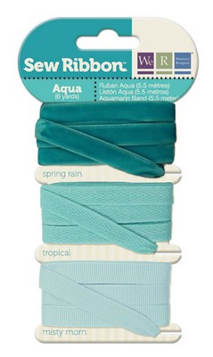 WeR Memory Keepers - Sew Ribbon - Ribbon Set Aqua  (sold in 3's)