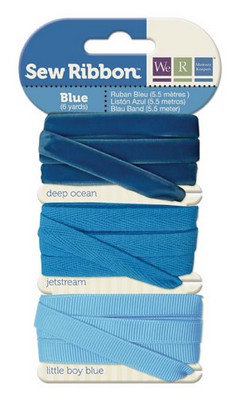 WeR Memory Keepers - Sew Ribbon - Ribbon Set Blue  (sold in 3's)