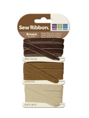 WeR Memory Keepers - Sew Ribbon - Ribbon Set Brown  (sold in 3's)