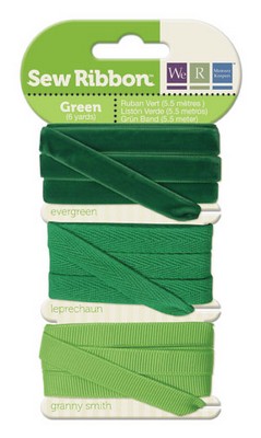 WeR Memory Keepers - Sew Ribbon - Ribbon Set Green  (sold in 3's)