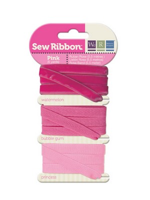 WeR Memory Keepers - Sew Ribbon - Ribbon Set Pink  (sold in 3's)