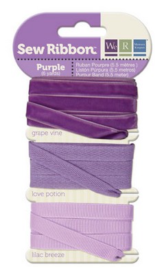 WeR Memory Keepers - Sew Ribbon - Ribbon Set Purple  (sold in 3's)