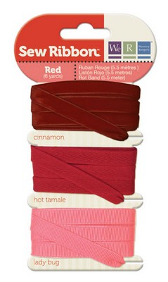 WeR Memory Keepers - Sew Ribbon - Ribbon Set Red  (sold in 3's)