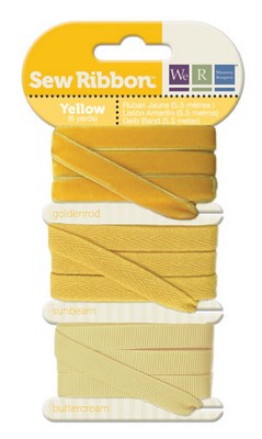 WeR Memory Keepers - Sew Ribbon - Ribbon Set Yellow  (sold in 3's)