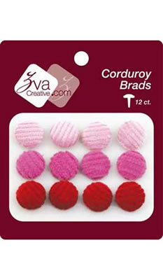 Zva Creative - Corduroy Brads - Pink/Rose/Red  (sold in 3's)