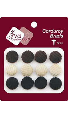 Zva Creative - Corduroy Brads - Brown/Cream/Jet  (sold in 3's)