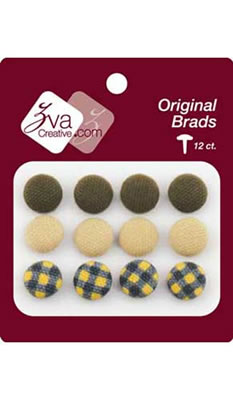 Zva Creative - Canvas Brads - Olive/Tan/Gingham  (sold in 3's)